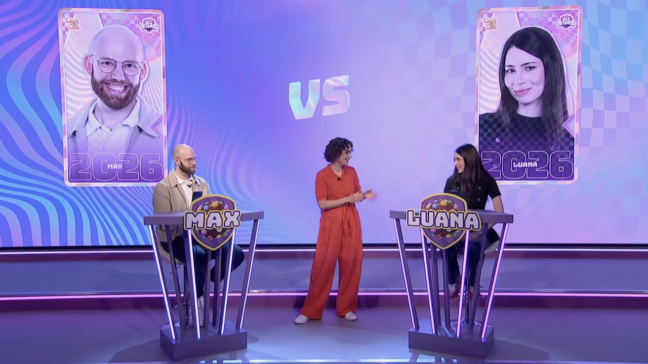 Max versus Luana head-to-head duel cards at Candy Crush All Stars 2026